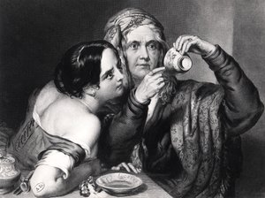 Die Zukunft aus dem Kaffeesatz lesen, gestochen von Charles William Sharpe (1818-99) von Nicholas Joseph Crowley