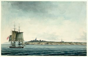 Sechste Klasse HM Schiff segelt an der englischen Küste vorbei