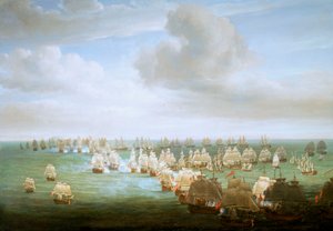 Die Schlacht von Trafalgar, 21. Oktober 1805, Beginn der Aktion, ca. 1808 (Öl auf Leinwand) von Nicholas Pocock