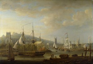 Ansicht des Hafens von Bristol mit der Kathedrale von Nicholas Pocock