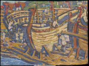 Schiffbau. Skizze für das gleichnamige Gemälde, 1903 von Nicholas Roerich