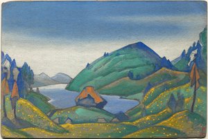 Dekor für Strawinskys Ballett "Le Sacre du Printemps" von Nicholas Roerich