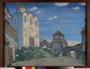 Bühnenbildentwurf für die Oper Fürst Igor von A. Borodin von Nicholas Roerich
