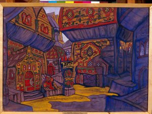 Der Hof des Prinzen Wladimir Galizki. Dekor für die Oper "Fürst Igor" von Alexander Borodin von Nicholas Roerich