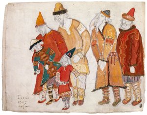 Völker. Kostümentwurf für die Oper Fürst Igor von A. Borodin, 1914 von Nikolai Konstantinowitsch Roerich