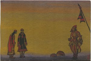 Polowetzer, Polowetzer und Mädchen, Kostümentwurf für "Polowetzer Tänze" aus Borodins Oper "Fürst Igor"