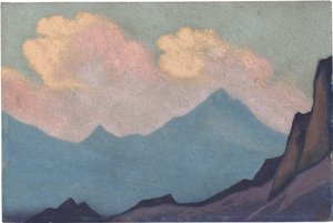 Der Himalaya von Nicholas Roerich (1874-1947). Tempera auf Karton von Nicholas Roerich