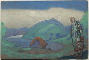 Der Weise, Dekor und Kostümentwurf für Strawinskys Ballett "Le Sacre du Printemps" von Nicholas Roerich