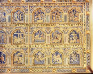 Der Verdun-Altar, biblische Szenen darstellend, 1181 (rechtes Teil des zentralen Panels)