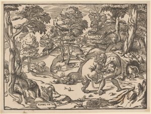 Herkules und der nemeische Löwe von Nicolò Boldrini, after Raphael