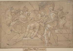 Historische Szenenkomposition Studie für Chapelle de Guise, 16. Jahrhundert