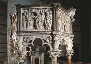 Italien, Toskana, Pisa, Piazza dei Miracoli, Taufkirche des Hl. Johannes, Kanzel von Nicola Pisano von Nicola Pisano