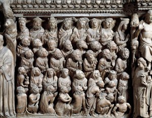 Jüngstes Gericht, die Auserwählten (Detail) von Nicola Pisano