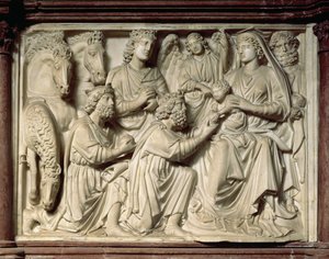 Relief der Anbetung der Heiligen Drei Könige vom Kanzel, 1260 von Nicola Pisano