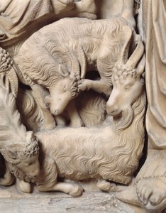 Die Geburt Christi, Detail vom Marmorpult von Nicola Pisano