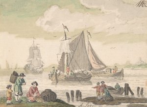 Meereslandschaft mit sechs Figuren im Vordergrund, 1733-93 von Nicolaas Aartman