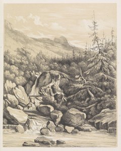 Berglandschaft mit Wasserfall von Nicolaas Barnouw