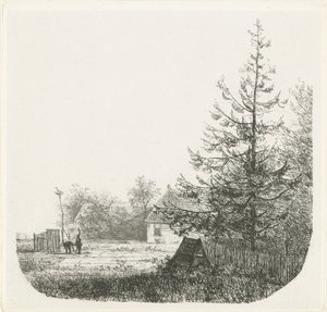 Waldreiche Landschaft mit einem Storchennest von Nicolaas Johannes Roosenboom