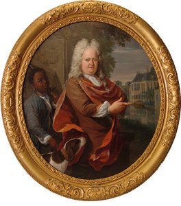 Francois van Bredehoff flankiert von seinem Diener Tabo Jansz von Nicolaas Verkolje