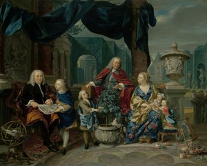 Porträt von David van Mollem mit seiner Familie von Nicolaas Verkolje