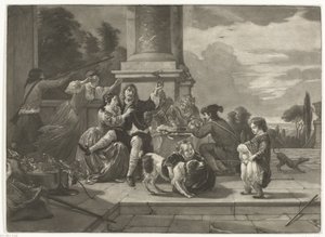 Fröhliche Gesellschaft auf einer Terrasse von Nicolaas Verkolje