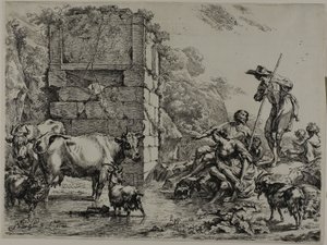Kuh trinkt von Nicolaes Berchem