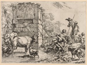 Die Kuh trinkt von Nicolaes Berchem