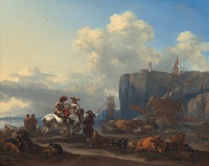 Ansicht eines italienischen Hafens, frühe 1660er Jahre von Nicolaes Berchem