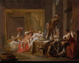 Gesellschaft in einem Bordell Messalina und Gaius Silius, 1655 von Nicolaes Knüpfer