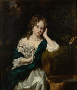 Porträt einer Dame an einem Brunnen von Nicolaes Maes