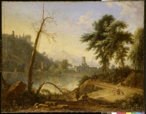 Italienische Landschaft mit Maultiertreiber von Nicolaes Piemont