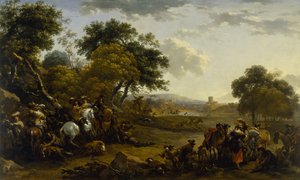 Landschaft mit Jägern