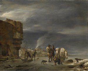 Auf dem Eis nahe einer Stadt von Nicolaes Pietersz Berchem