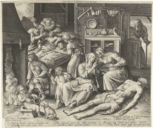 Ein Haus voller Trauer, Domus lamentationis (Titel auf Objekt) von Nicolaes de Bruyn