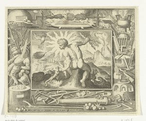 Element Feuer als junger Mann mit Blitzen (Ignis, Die vier Elemente)