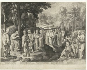 Johannes der Täufer predigt zur Menge von Nicolaes de Bruyn