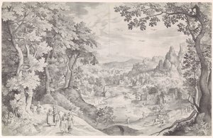 Landschaft mit Hirschjagd