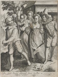 Der verlorene Sohn wird aus einer Taverne vertrieben, Platte 4 aus Die Geschichte des verlorenen Sohnes von Nicolaes de Bruyn