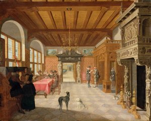 Innenansicht einer Halle mit Figuren, 1621 von Nicolaes de Gyselaer