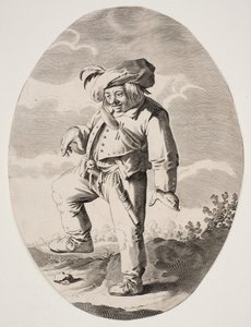 Tanzender Bauer mit einem Vogel in seiner Schürze von Nicolaes van Lijnhoven
