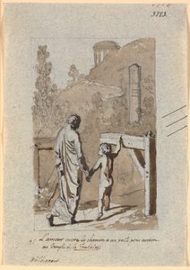 Amor öffnet das Tor für einen Dichter zum Tempel von Lafontaine von Nicolai Abildgaard
