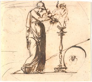 Athene gießt Öl in eine Lampe von Nicolai Abildgaard