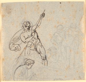 Boot mit einem Mann, der das Segel setzt, und vier anderen Figuren von Nicolai Abildgaard