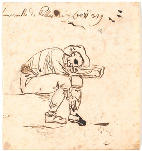 Bauer, der sitzt und schläft