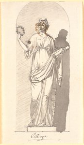 Kalliope, die Muse der epischen Dichtung als Statue in einer Nische von Nicolai Abildgaard