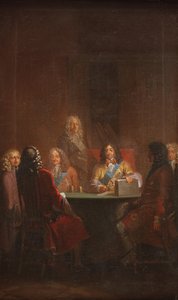 Christian V. präsentiert das dänische Gesetz 1683 von Nicolai Abildgaard