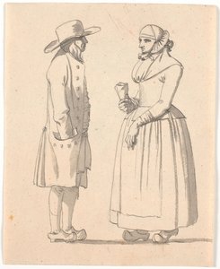 Ein Bauer und seine Frau stehen sich gegenüber von Nicolai Abildgaard