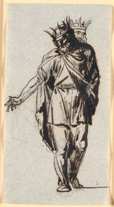 Eine altnordische (?) Königsfigur, stehend mit Krone auf dem Kopf