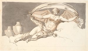Die Nacht, eine ruhende Frau mit Fledermausflügeln von Nicolai Abildgaard