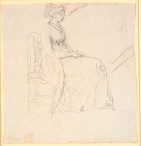 Profilbild der zweiten Frau des Künstlers, Juliane Marie Abildgaard, sitzend, ganze Figur von Nicolai Abildgaard